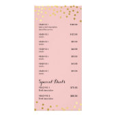 PRIJSDIENSTEN LIJST gouden patroon roze Reclamekaart (Achterkant)