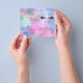 Prijsfolder Wimper Pink Glitter Make-up Blauw Flyer (Hand)