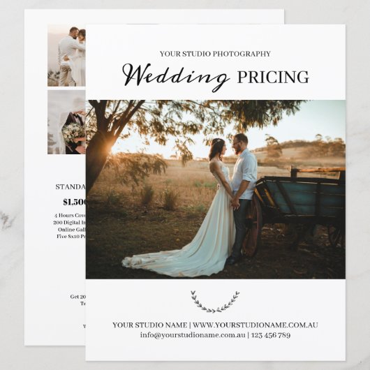 Prijsgids voor weddenschap fotografie (Voorkant / Achterkant)