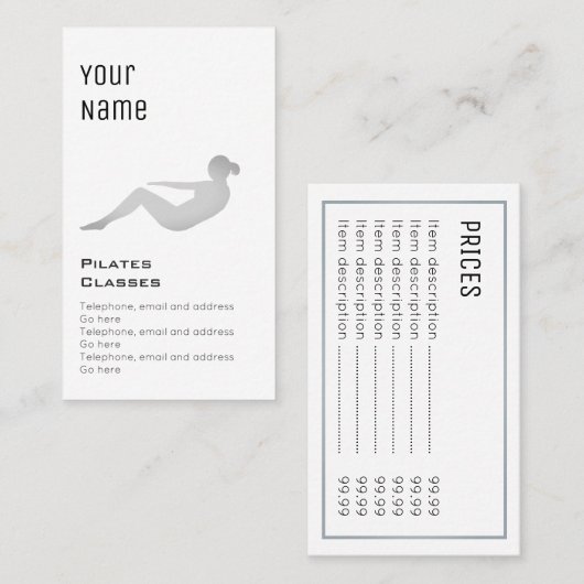 Prijskaarten voor "Essential"-piloten Visitekaartje (Voorkant / Achterkant)