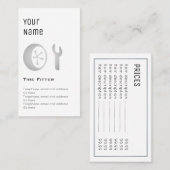 Prijskaarten voor "Essential Tire Fitter" Visitekaartje (Voorkant / Achterkant)