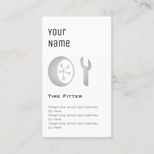 Prijskaarten voor "Essential Tire Fitter" Visitekaartje (Voorkant)