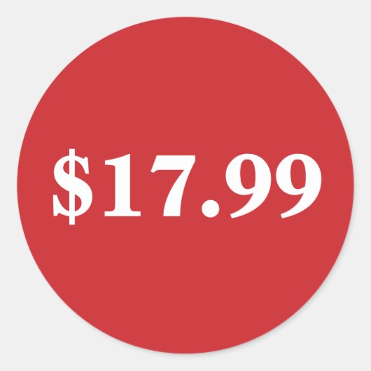 Prijskaartje Sticker Met Aangepaste Tekst in Rode  (Voorkant)