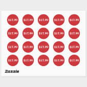 Prijskaartje Sticker Met Aangepaste Tekst in Rood (Vel)
