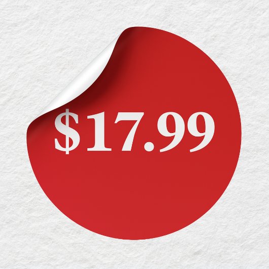 Prijskaartje Sticker Met Aangepaste Tekst in Rood