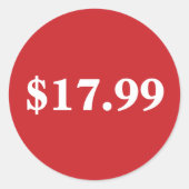 Prijskaartje Sticker Rode Cirkel Met Aangepaste Te (Voorkant)