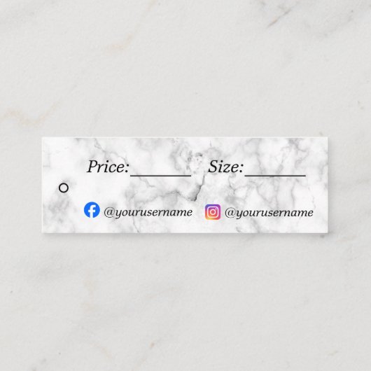 Prijskaartje van witte marmer mini visitekaartje (Achterkant)
