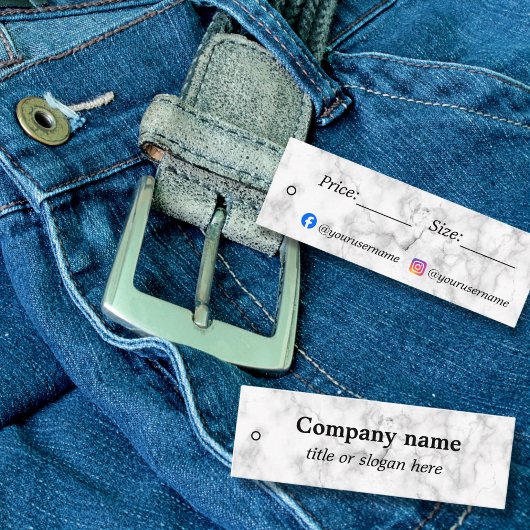 Prijskaartje van witte marmer mini visitekaartje