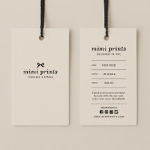 Prijskaartje voor kleding met prijs, maat, stijl e