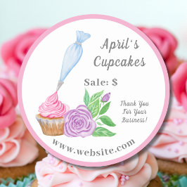 Prijskaartje voor waterverf-ijs-cupcake ronde sticker