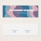 Prijslabel met kledingmaat voor roze-blauw gestree mini visitekaartjes (Voorkant /achterkant)