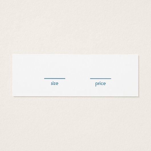 Prijslabel met kledingmaat voor roze-blauw gestree mini visitekaartjes (Achterkant)