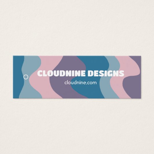 Prijslabel met kledingmaat voor roze-blauw gestree mini visitekaartjes (Voorkant)