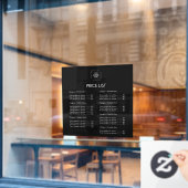 Prijslijst | Aangepaste Zwarte Moderne Zakelijke Raamsticker (Cafe Raam)