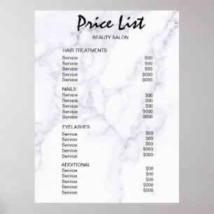 Prijslijst antieke schoonheidssalon poster