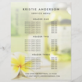 Prijslijst Aromatherapie Spa Huidverzorging Massag Flyer