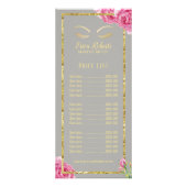 Prijslijst | artiest Floral Grey Makeup Reclamekaart (Voorkant)