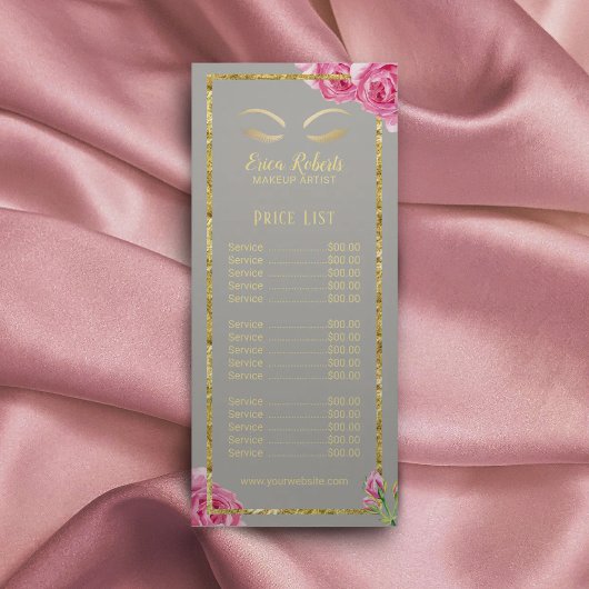 Prijslijst | artiest Floral Grey Makeup Reclamekaart