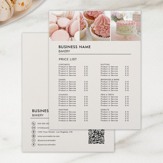 Prijslijst Bakkerij Cupcake Cakeswinkel Flyer