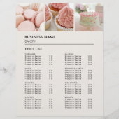Prijslijst Bakkerij Cupcake Cakeswinkel Flyer (Voorkant)