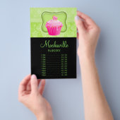 Prijslijst Bakkerij Cupcake Vintage Damast Lime Flyer (Hand)