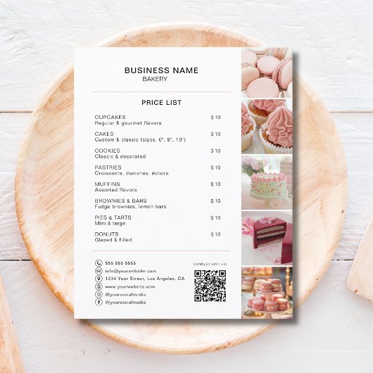 Prijslijst Bakkerij Foto QR Wit Flyer