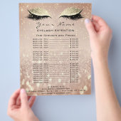 Prijslijst Beauty Lashes Makeup Roos Gold Glitter Flyer (Hand)