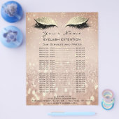 Prijslijst Beauty Lashes Makeup Roos Gold Glitter Flyer (Enkel)
