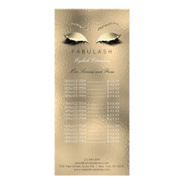 Prijslijst Beauty Salon Lashes Gold Makeup Glitter Reclamekaart
