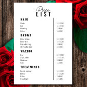 Prijslijst Beauty Salon Treatment Menu Services