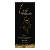 Prijslijst Black & Gold Lash Tech | Luxe Schoonhei Reclamekaart (Achterkant)