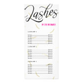 Prijslijst Black Script & Gold Lashes Reclamekaart (Voorkant)