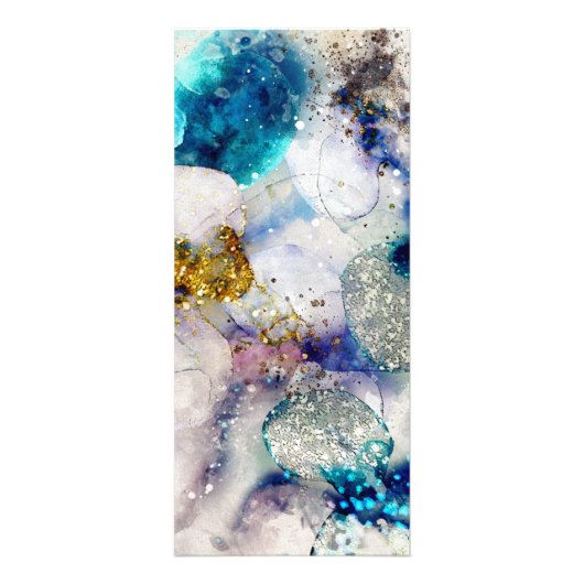 Prijslijst blauwe goudzilver waterverf reclamekaart (Achterkant)