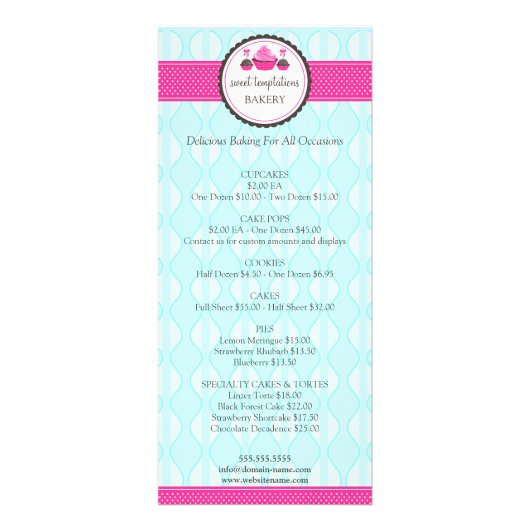 Prijslijst cupcake en Poppen snoepgoed Reclamekaart (Voorkant)