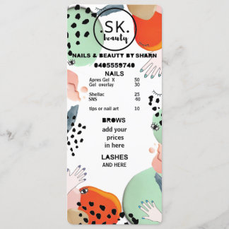 prijslijst delen menu