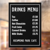 Prijslijst Drinken en verfrissingen Raamsticker (Vel 2)