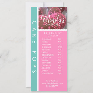 Prijslijst dunne flyer voor thuisbakkerij cakepops kaart