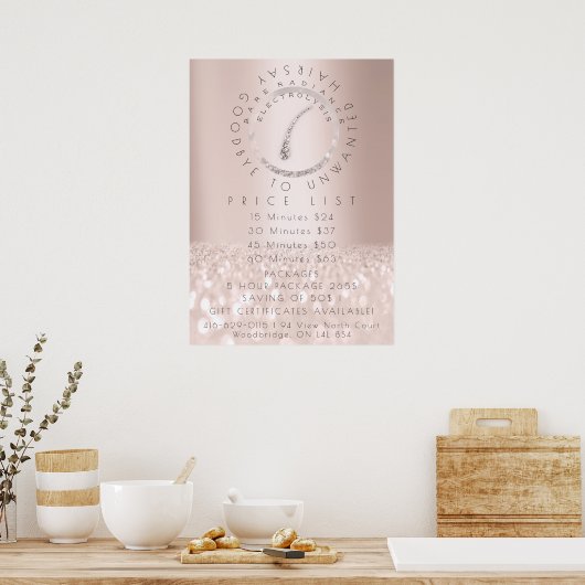 Prijslijst elektrolyse haarverwijdering Rose Beaut Poster (Keuken)