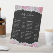 Prijslijst Faux Glitter Sequin Reclamebord Met Voetstuk