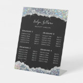 Prijslijst Faux Silver Glitter Sequin Reclamebord Met Voetstuk (Voorkant)