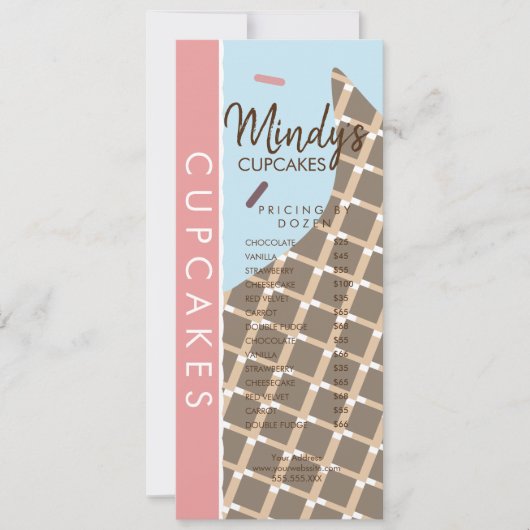Prijslijst Flyer voor Thuisbakkery Cupcakes D Kaart (Voorkant)