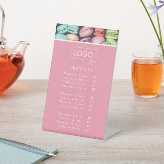 Prijslijst | Franse Macaron Patisserie Reclamebord Met Voetstuk (Insitu)