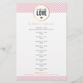 PRIJSLIJST gemaakt met liefde modern roze chevron Flyer