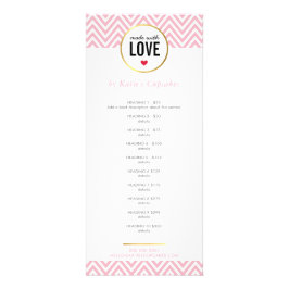 PRIJSLIJST gemaakt met liefde modern roze chevron Reclamekaart