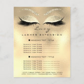 Prijslijst Glitter Schoonheid Make-up Artiest Goud Flyer (Voorkant)