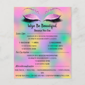 Prijslijst Glitter Wimpers Visagist Kapper Flyer (Voorkant)