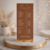 Prijslijst Gold & Brown Lash Tech | Luxe Schoonhei Reclamekaart