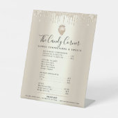 Prijslijst Gold Glitter Drivers Dessert Sweets Reclamebord Met Voetstuk (Voorkant)