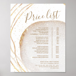 Prijslijst Gold Glitter Hair Stylist Salon Poster