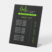 Prijslijst Groene neonnagels & nagelzout Reclamebord Met Voetstuk (Voorkant)